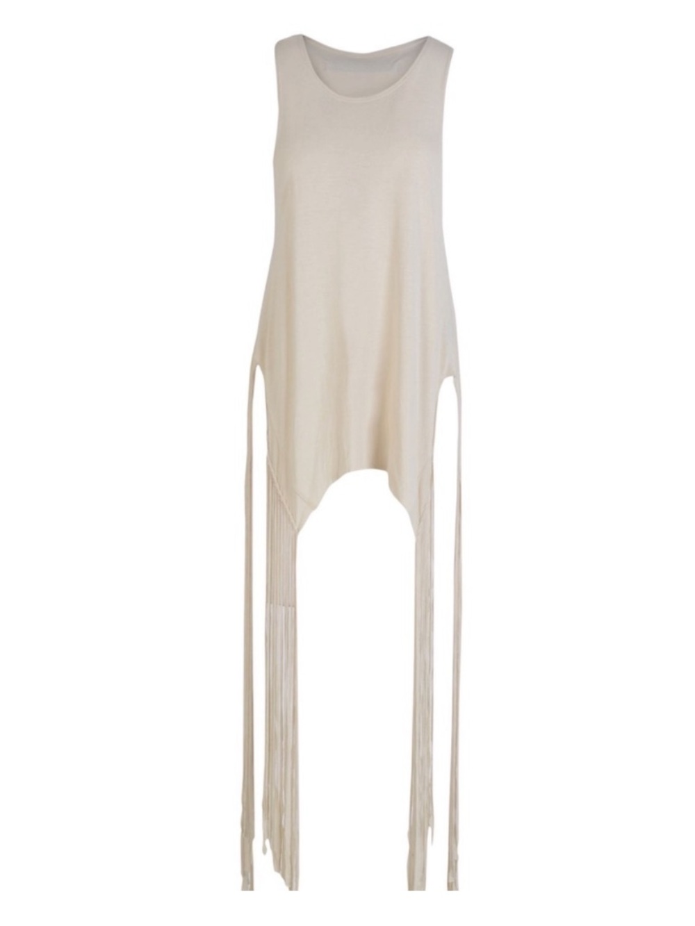 Raquel Allegra Cream Fringe Sleeveless Women's Festival Tank Top